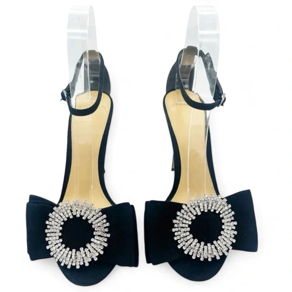 Alexandre Birman Maddie Crystal Bow Black Suede Strappy Heels Sandals EU 39 US 9 - Picture 2 of 11